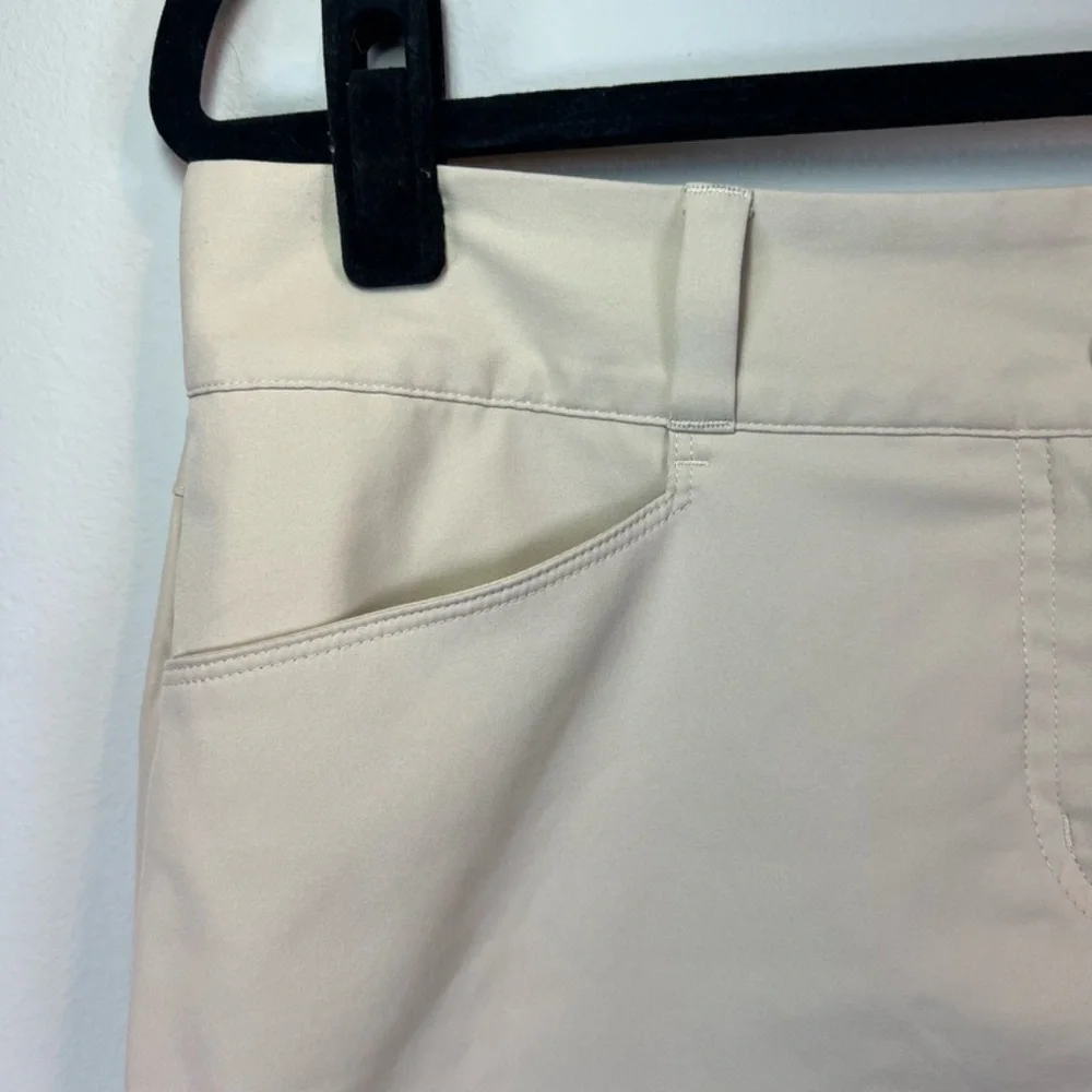 Adidas Golf Skirt Beige Stripe Logo Stretch Sporty Pickleball Tennis Lined Sz 10
